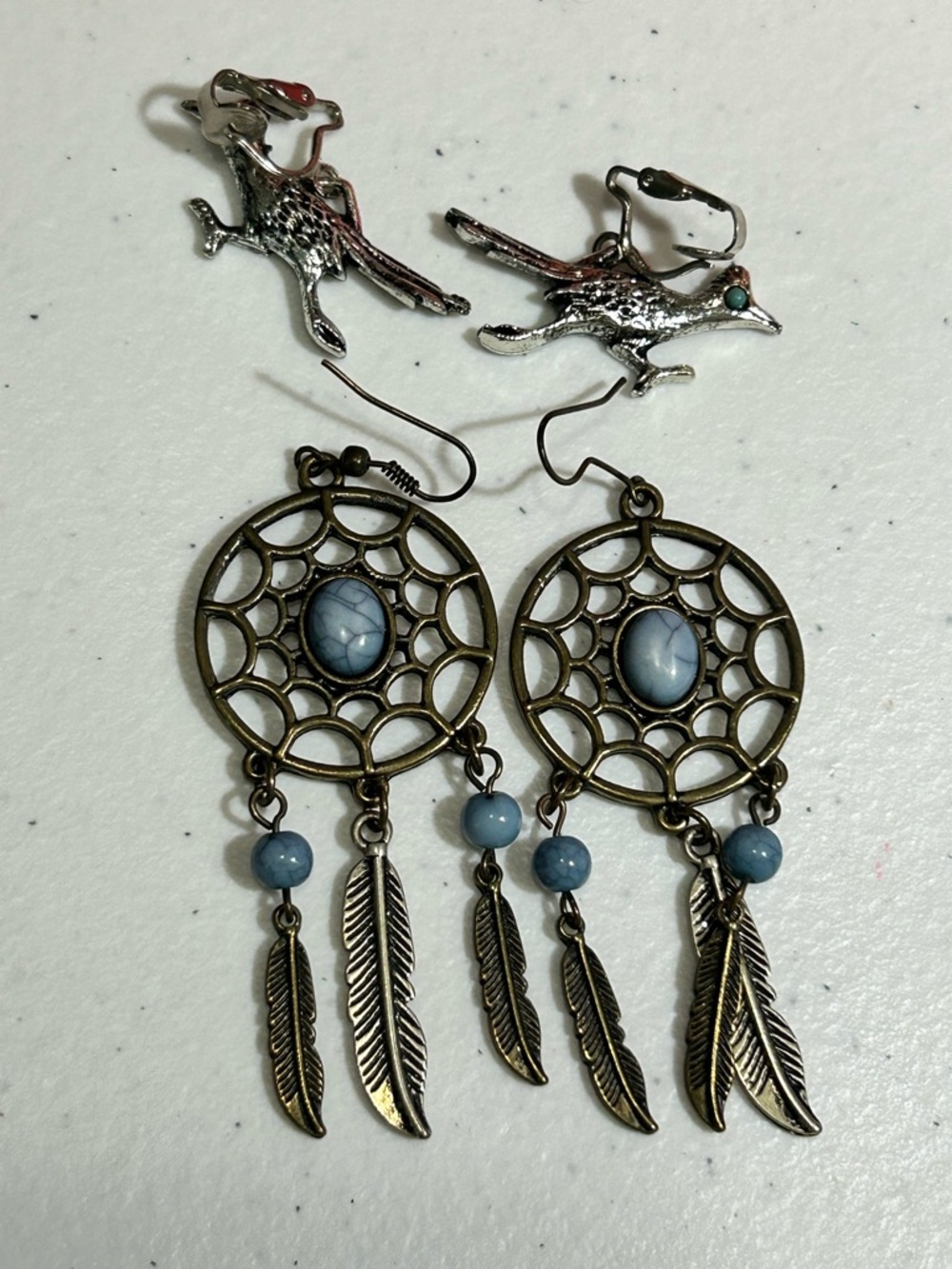 Bohemian Dreamcatcher Dangle Earrings in Blue